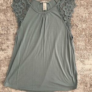 H&M Sage Green Crochet Sleeve Tank Top